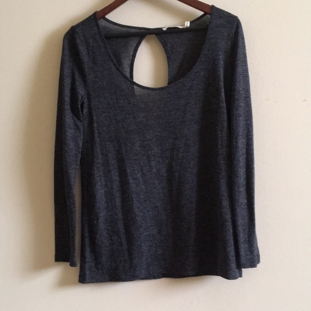 Anthro Pilcro Long Sleeve Gray T Keyhole Back S